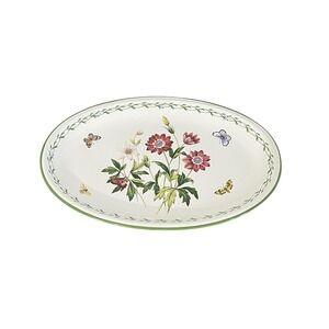 Studio Nova Serving Platter Garden Bloom Y2372 White Floral Butterfly Oval 14in